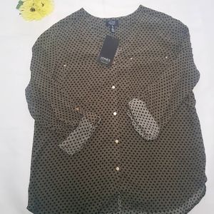 Jones New York olive green button down shirt large